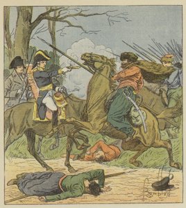 Napoléon surpris à Brienne par les cosaques - after Louis Charles Bombled