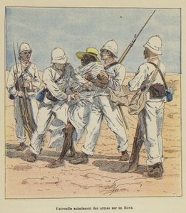 Patrouille saisissant des armes sur un Hova - after Louis Charles Bombled