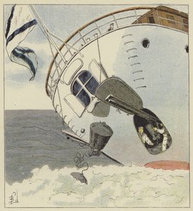 Pose de mines sous-marines - after Louis Charles Bombled