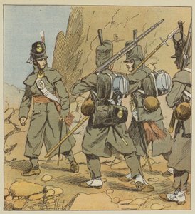 Soldats anglais du 1er régiment de la garde à pied, en tenue de route, Espagne, 1814