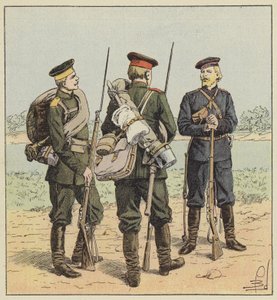 Soldats russes en tenue de campagne - after Louis Charles Bombled