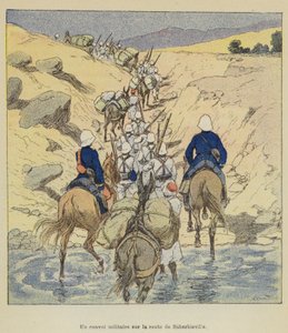 Un convoi militaire sur la route de Suberbieville - after Louis Charles Bombled
