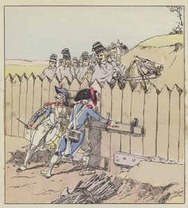 Un sergent de la garnison de Saint-Georges reconnaît les hussards autrichiens à leurs manteaux neufs