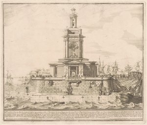 La Prima Macchina pour la Chinea de 1750 : Le nouveau quai de Naples - after Michelangelo Specchi Jérôme Charles Bellicard