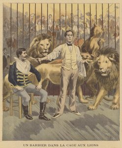 Un barbier dans la cage aux lions - after Oswaldo Tofani