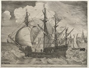 Navires à voile : Quatre-mâts armé mettant à la mer - after Pieter Bruegel