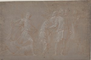 Mucius Scaevola traversant le Tibre - after Polidoro da Caravaggio