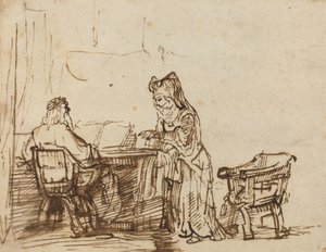 Hannah rejetant les reproches du prophète Eli - after Rembrandt van Rijn