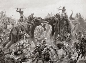 La défaite de Pulakeshin Chalukhya par Narasimhavarman Ier à Badami en 642 après J.-C., de l