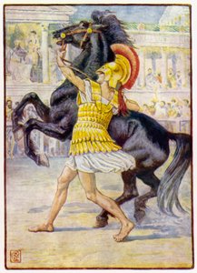 Il courut vers le cheval et saisit la bride