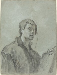 Un artiste tenant un livre et une boussole - after Willem Drost