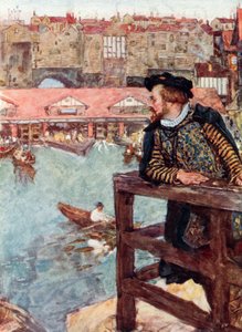 Shakespeare regarde les moulins à eau sous le pont de Londres