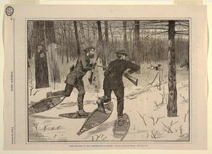 Chasse au cerf dans les Adirondacks en hiver, de Every Saturday, 21 janvier 1871, p. 57 - after Winslow Homer