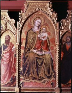 Retable de Gerard Cossassi degli Assi, détail du panneau central représentant La Vierge à l