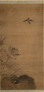 Hirondelle et lotus - attributed to Fachang Muqi