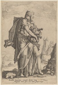 Avarice - attributed to Jacob Matham, after Hendrik Goltzius