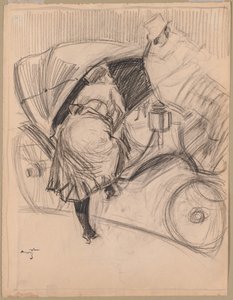 Femme entrant dans un fiacre (recto) - attributed to Jean Louis Forain