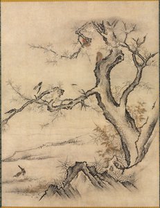 Fleurs et Oiseaux dans un Paysage Printanier