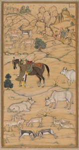 Akbar Montant son Cheval ; page du Chester Beatty Akbar Nama (Histoire d