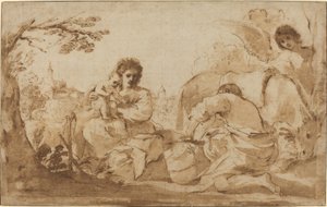 Le repos pendant la fuite en Égypte - called Guercino Giovanni Francesco Barbieri
