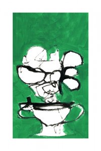 Motif floral abstrait vert