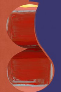 Courbes abstraites rouges et bleues
