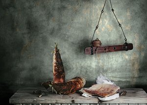Nature morte rustique au bambou