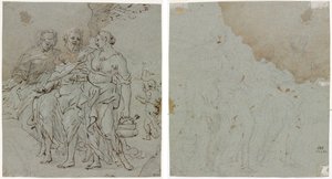 Lot et ses filles (recto) Esquisse pour Lot et ses filles (verso) - circle of Pietro da Cortona
