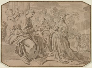 Mariage mystique de Sainte Catherine - copy after Nicolas Poussin