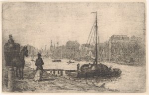 Rivière dans une ville - de Groot (prentmaker)