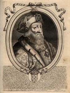 Portrait de Clotaire (Clothaire) Ier (497 - 561), roi de Neustrie et roi des Francs - Clotaire Ier, roi des Francs - Gravure de 