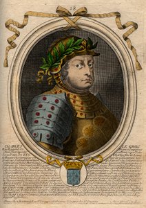 Dynastie carolingienne : Portrait de Charles III le Gros (839-888) roi des Francs - Charles III le Gros - gravure tirée de 