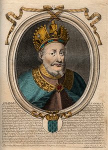 Portrait de Charles II le Chauve (823-877), Roi de France - Gravure de 