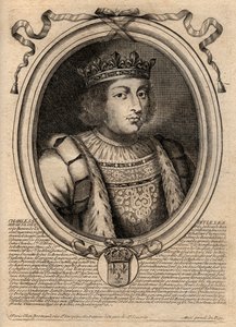 Portrait de Charles V le Sage (1338 - 1380) - Charles V le Sage, roi de France de la maison de Valois - gravure tirée de 