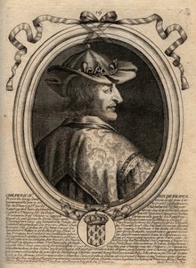 Portrait de Chilpéric II (c. 670 - 721), roi de Neustrie - Chilpéric II roi des Francs - Gravure de 