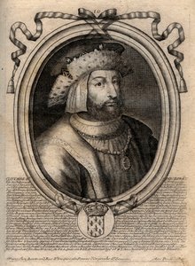 Portrait de Clotaire II (584-628), roi de Neustrie et roi des Francs - Gravure de 