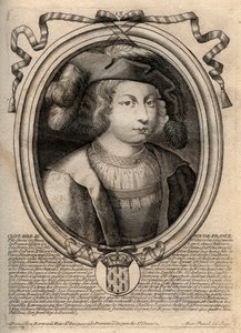 Portrait de Clotaire III (652-673), roi de Neustrie et de Bourgogne - Gravure de 