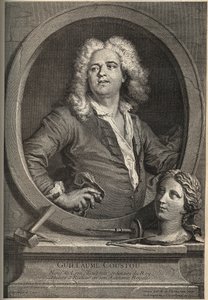 Portrait de Guillaume Coustou (1677-1746) sculpteur français - gravure par Larmessin d