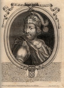 Portrait de Lothaire (941-986), roi des Francs - Gravure de 