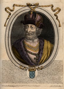 Portrait de Louis I le Pieux ou « le Débonnaire » (778-840), Roi de France - Gravure de « Les Augustes Représentations de tous les Rois de France » - de Larmessin