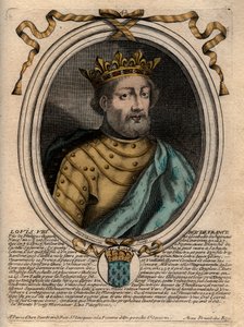 Portrait de Louis VIII (1187-1226), Roi de France - Gravure de « Les Augustes Représentations de tous les Rois de France depuis Pharamond à Louis XIV », Paris - de Larmessin