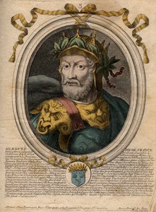 Portrait de Mérovée ou Mérovée, roi franc (v448-v458), premier roi de la dynastie mérovingienne - gravure de 