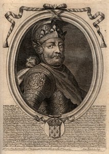 Portrait de Philippe II dit Philippe Auguste (1165-1223) - Gravure de 