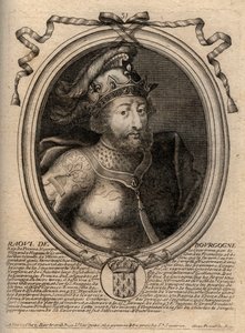 Portrait de Raoul de France (ou Rodolphe, c. 890-936) roi des Francs - Rodolphe de Bourgogne, roi de France (923-936) - Gravure de 