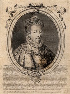 Portrait du roi de France Henri III (1551-1589) - Gravure de 