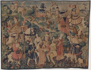 Scènes de Chasse et Pastorales, avec un joueur de cornemuse et des danseurs - design probably French 16th Century, Paris; woven in southern Netherlands or Paris in an undetermine workshop