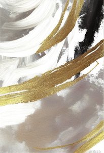 Peinture abstraite noire et grise avec effet doré