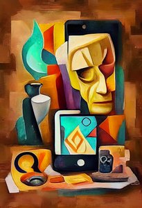 Peinture surréaliste abstraite, inspirée de Picasso