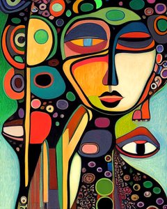 Visage de femme abstrait, art figuratif