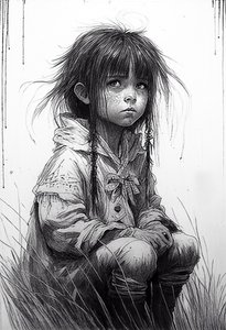Une fille innocente, portrait dessiné - F. Abderrahim